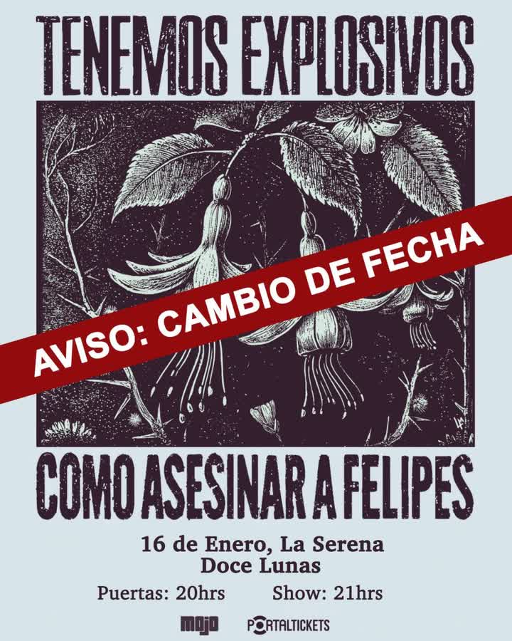 Afiche de TENEMOSEXPLOSIVOS + CAF EN 12 LUNAS RESTOBAR, LA SERENA
