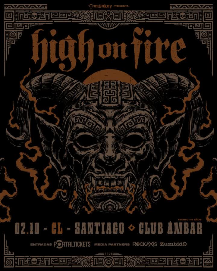 Afiche de HIGH ON FIRE EN CHILE - CLUB ÁMBAR