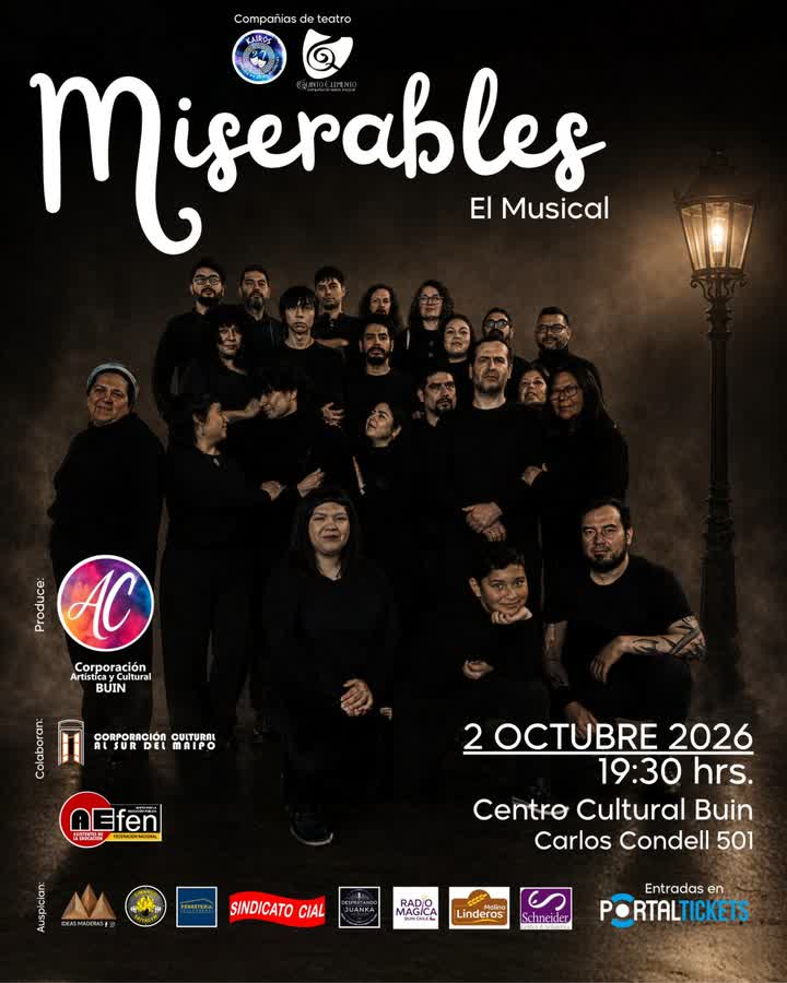 Afiche de MISERABLES, EL MUSICAL EN CENTRO CULTURAL BUIN