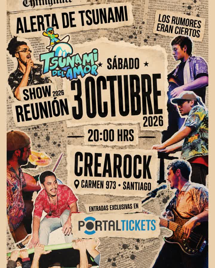 Afiche de TSUNAMI DEL AMOR - SHOW REUNION EN CREROCK