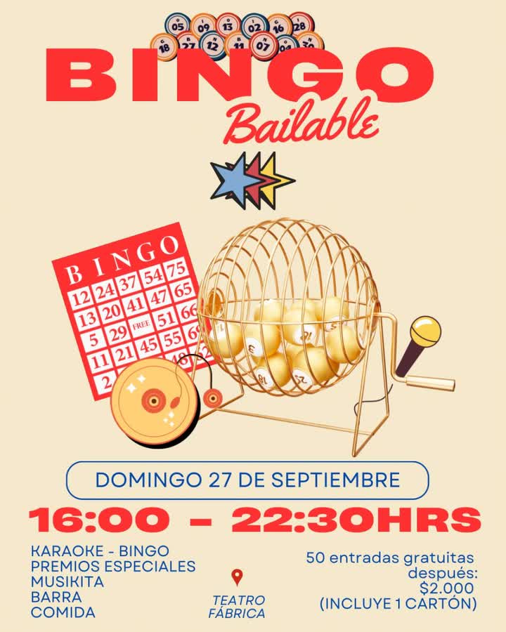Afiche de BINGO + KARAOKE BAILABLE EN TEATRO FÁBRICA