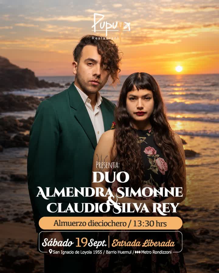 Afiche de ALMUERZO DIECIOCHERO CON ALMENDRA SIMONE Y TOMÁS LILLO EN PUPUYA RESTAURANT