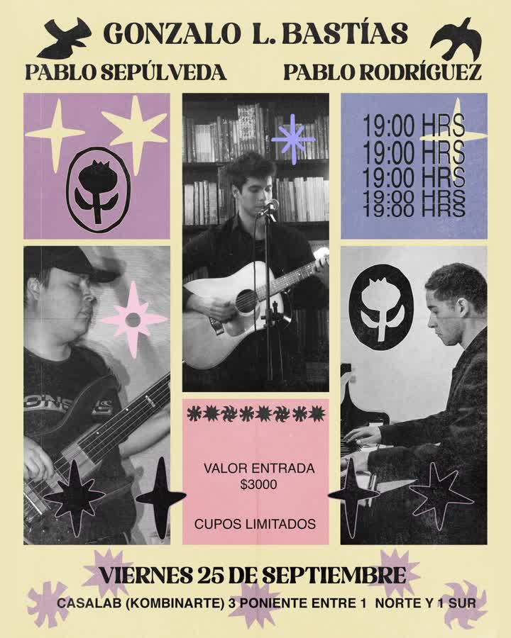 Afiche de GONZALO LEIVA B (TRÍO) EN CASALAB KOMBINARTE, TALCA