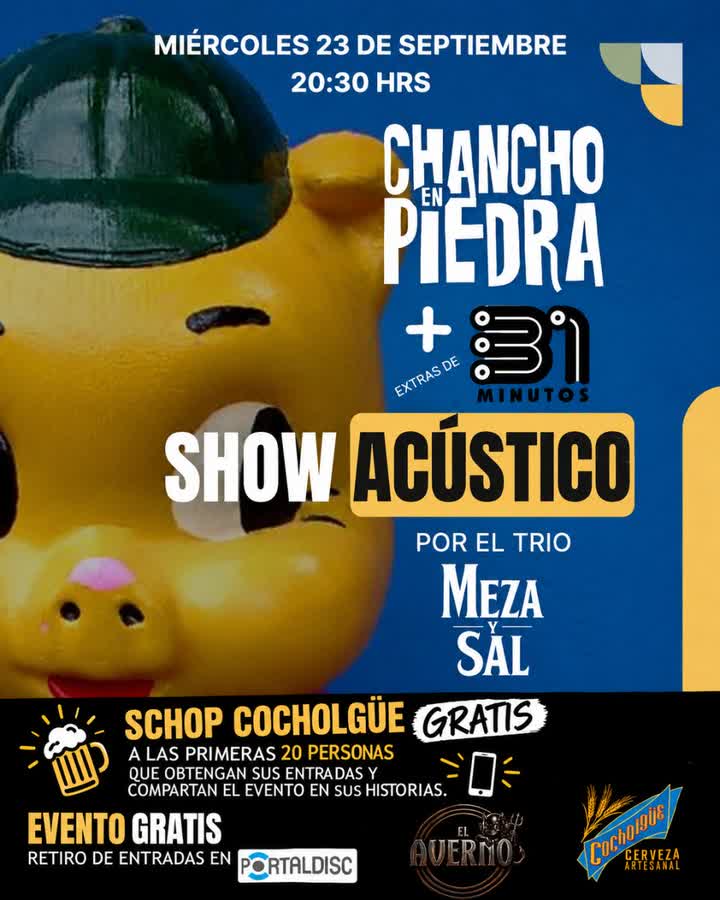 Afiche de TRIO ACÚSTICO MEZA Y SAL: TRIBUTO A CHANCHO EN PIEDRA Y EXTRAS DE 31 MINUTOS EN EL AVERNO, CONCEPCIÓN