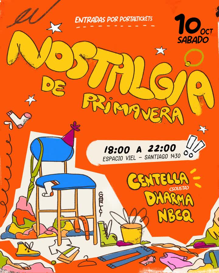 Afiche de NOSTALGIA DE PRIMAVERA: CENTELLA, DHARMA Y NBCQ EN ESPACIO VIEL