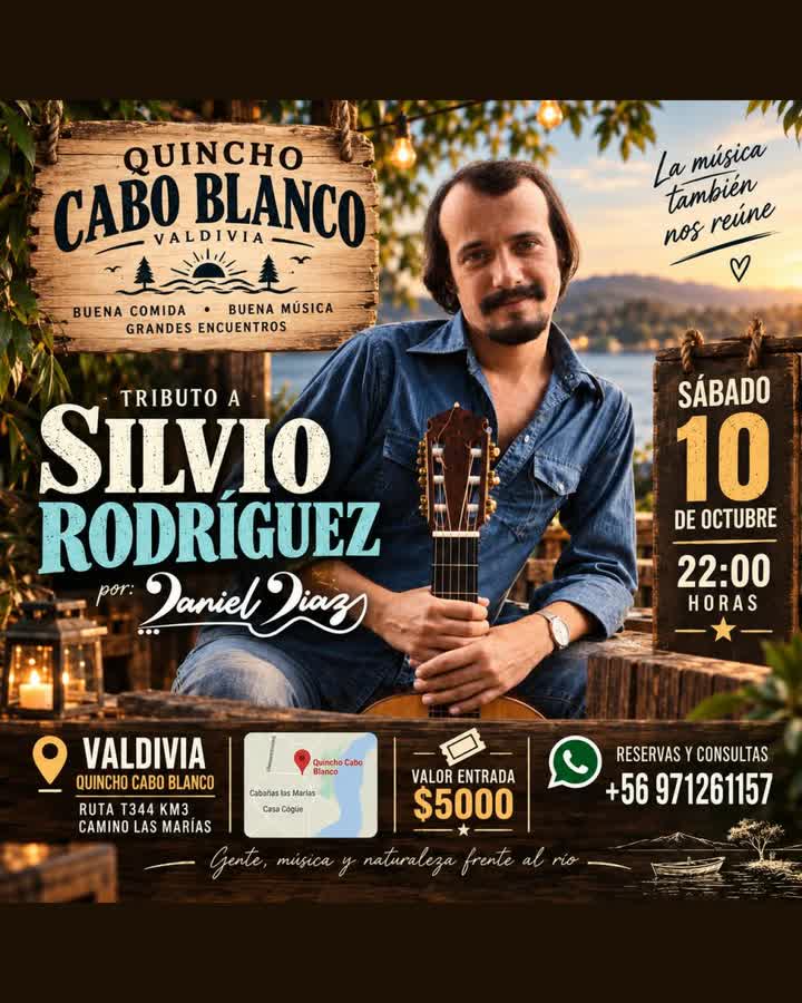 Afiche de TRIBUTO A SILVIO RODRIGUEZ EN CABO BLANCO, VALDIVIA