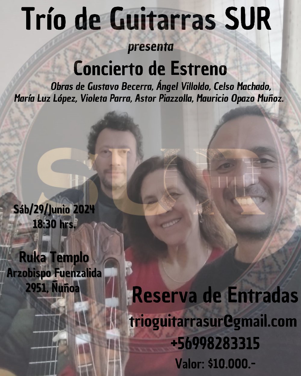Flyer Nota Trío de Guitarras SUR - Concierto de Estreno